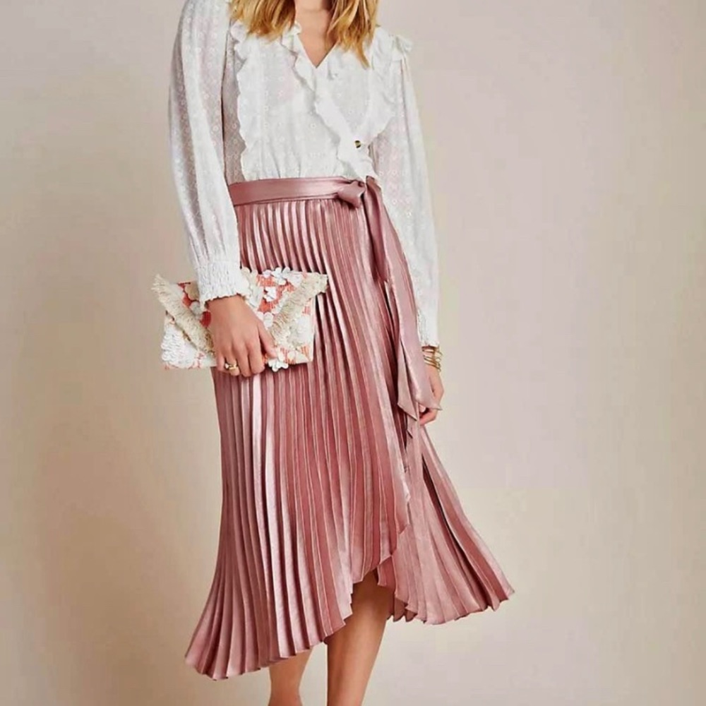 Anthropologie Paulina Pleated Midi Skirt Size 0